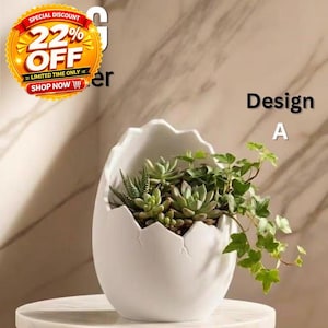 Vaso em formato de ovo | Vaso de plantas moderno e minimalista | Decoração para ambientes internos e externos | Vaso impresso em 3D - Presente de Páscoa