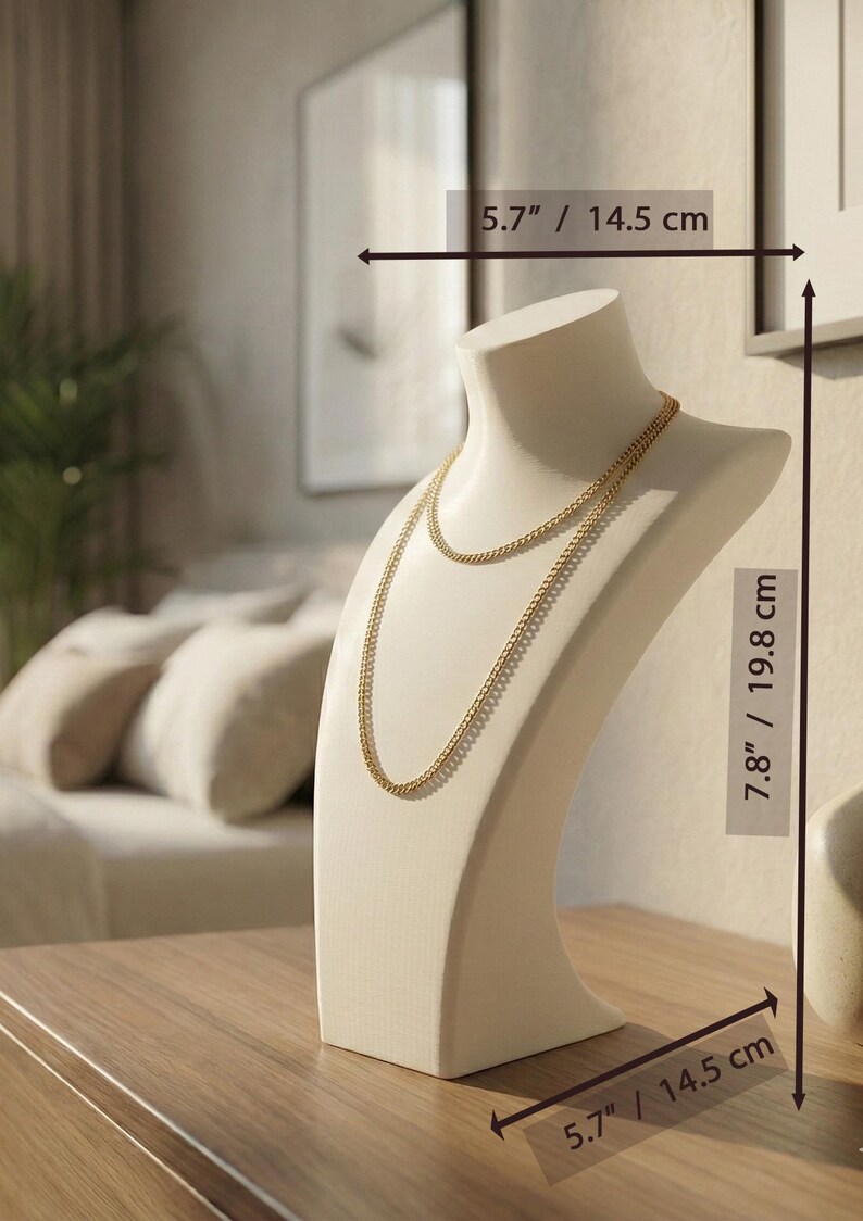 Measurements of Modern Necklace Display Stand – Minimalist Jewelry Bust Mannequin, with Color Customization