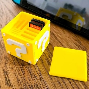 Estuche para cartuchos de Switch con diseño de bloques de preguntas, soporte para juegos impreso en 3D, accesorio para Switch de Super Mario, organizador de almacenamiento de tarjetas de memoria, 8 juegos y 2 SD