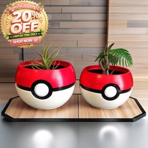 Vaso em formato de Pokébola Pokémon, suporte de plantas inovador para amantes de plantas e gamers, ideal para presente de Dia dos Namorados.
