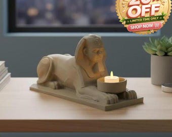 Egyptian Sphinx Candle Holder – Egyptian Decor for Home or Office | Electric Tealight Holder | Unique 3D Printed Gift