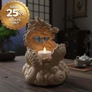 Dragon Tealight Holder LED, 3D Printed Candle Holder, Fantasy Decor, Gothic Home Art, Dragon Gift