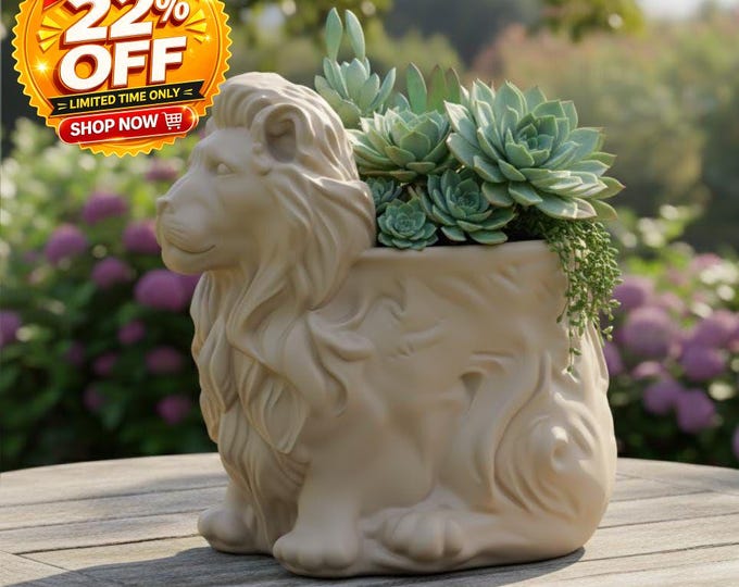 Majestic Lion Succulent Planter - Flower Pot Decor