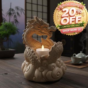 Portavelas LED con forma de dragón, portavelas impreso en 3D, decoración fantástica, arte gótico para el hogar, regalo de dragón
