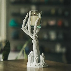 Skeleton Hand Candle Holder: Gothic Halloween Decor - Votive Size