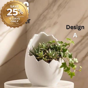 Egg Planter | Modern Minimalist Plant Pot | Indoor Outdoor Decor | 3D Printed Planter Easter Gift
