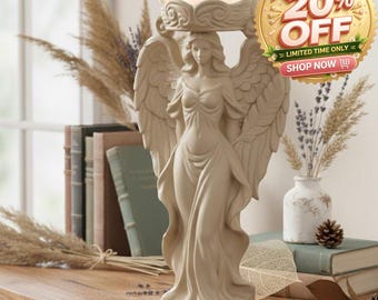 Angel Candle Holder: Spiritual Home Decor 3D Printed, Gift for Valentine's Day