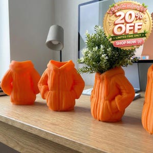 3D-geprinte hoodievaas, streetwear plantenbak, sappige bloempot, Moederdag- of Vaderdagcadeau.