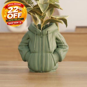 Vaso em formato de moletom com impressão 3D, estilo streetwear, ideal para plantas suculentas, perfeito como presente para o Dia das Mães ou Dia dos Pais.
