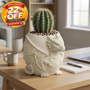 Dragon Egg Planter | Sculpted Creature Desk Decor | Easter Celebration| Cactus Pot Gift for Fantasy Lovers