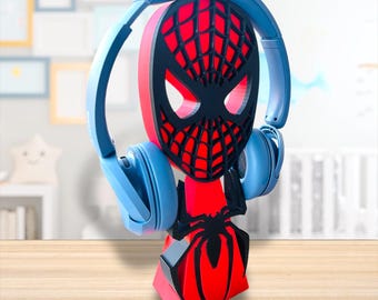 Soporte para auriculares de Spiderman: soporte para auriculares de juegos, decoración de superhéroe