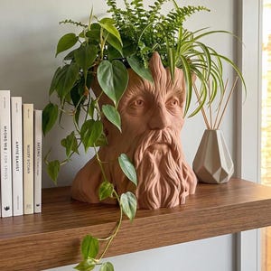Fantasy Tree Man Pot – 3D Printed Woodland Face Home Decor