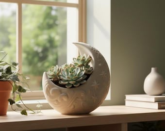三日月型の植木鉢：天空の多肉植物プランター - Etsy 日本