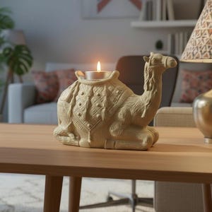 Beige Camel Tealight Holder, Camel Candle Holder, Desert Decor, Minimalist Decor, Unique Figurine