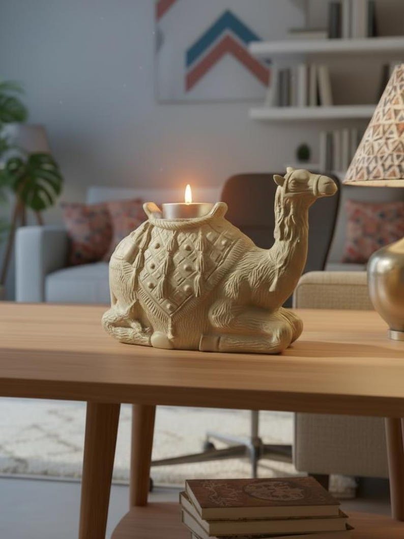Beige Camel Tealight Holder, Camel Candle Holder, Desert Decor, Minimalist Decor, Unique Figurine