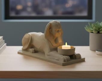 Egyptian Sphinx Candle Holder – Egyptian Decor for Home or Office | Electric Tealight Holder | Unique 3D Printed Gift