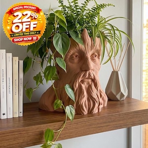 Fantasy Tree Man Pot – 3D Printed Woodland Face Home Decor