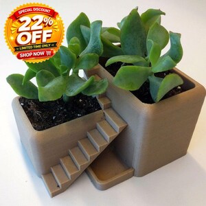 Modern Villa Desk Planter - Compact Two-Tier Succulent Pot
