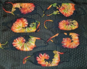 Reverse Tie Dye Rainbow Spiral Masks (1 Mask)