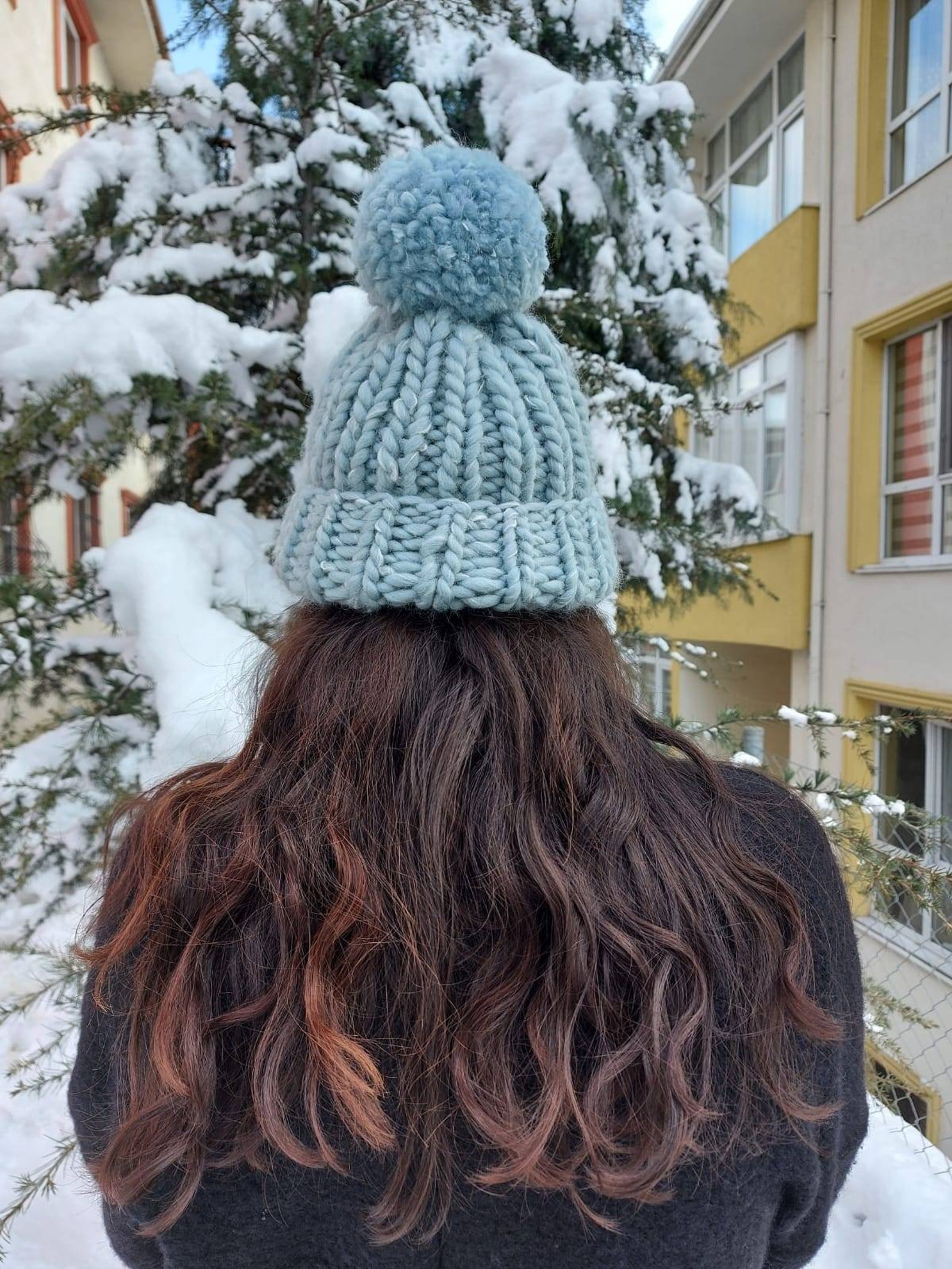 Handmade Blue Chunky Wool Knit Beanie Wool and the Gang | Etsy