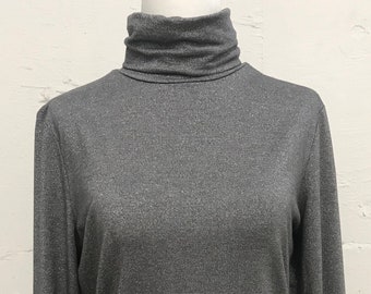 Vintage 1990's metallic lurex silver turtleneck