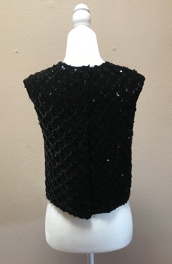 Vintage 1950's sequined black Koret button up top - image 3