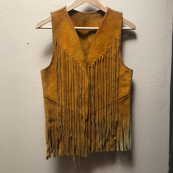 Vintage 1950's Suede Fringe Cowboy Vest Etsy