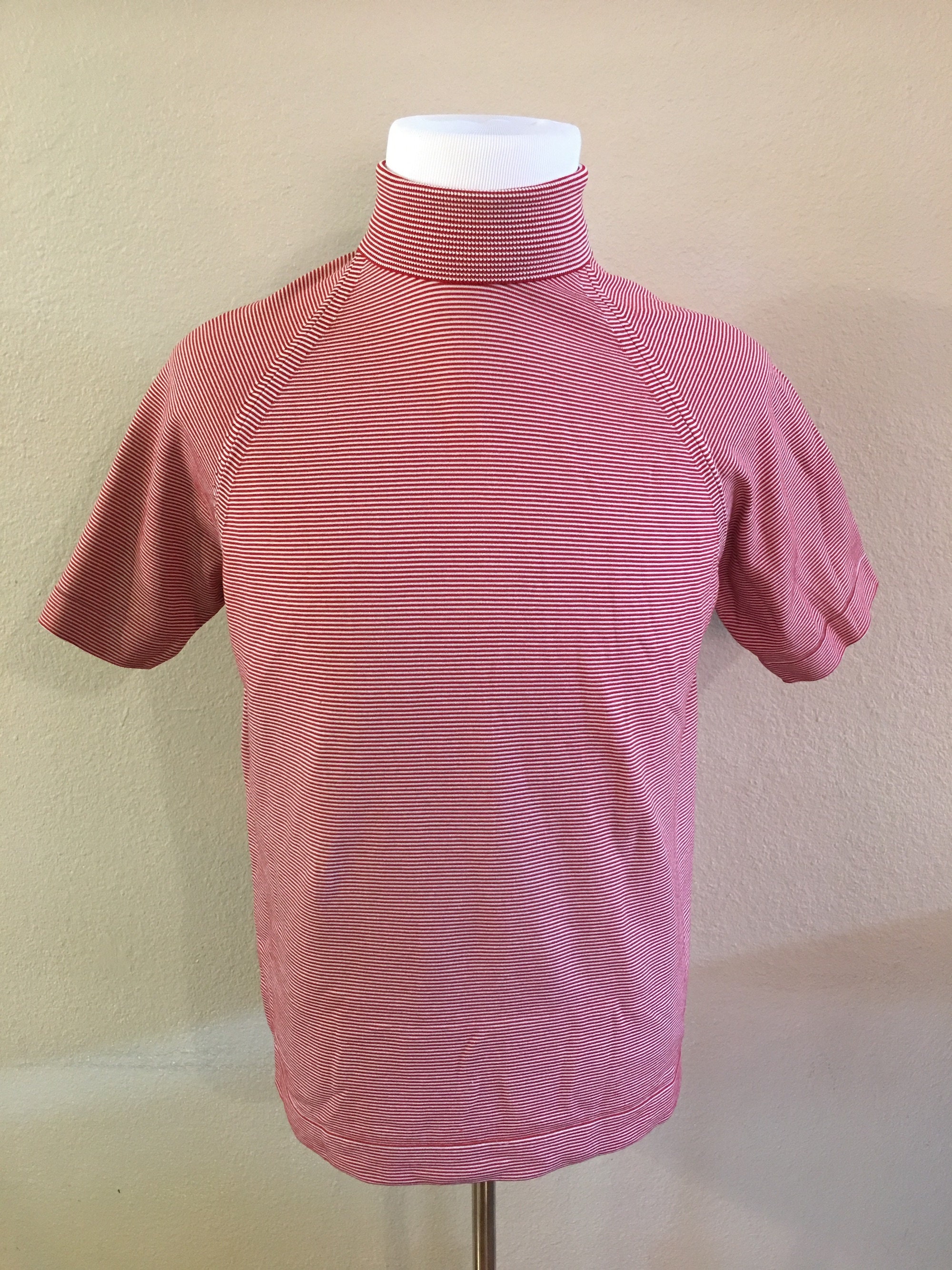 mens red and white striped turtleneck