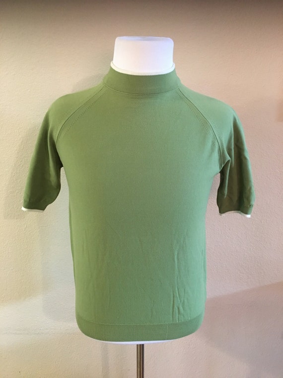Vintage 1960's green knit men's shirt