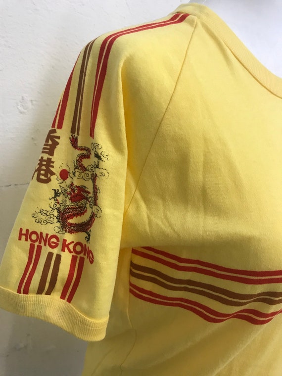 Vintage 1970's Hong Kong yellow and red T-shirt - image 3