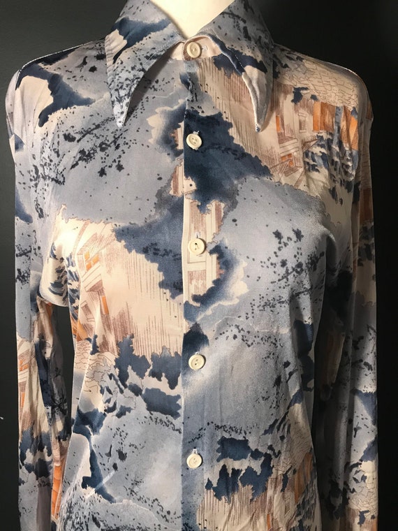Vintage 1970's disco button up blouse