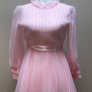 Vintage 1960's babydoll pink mini dress image 2