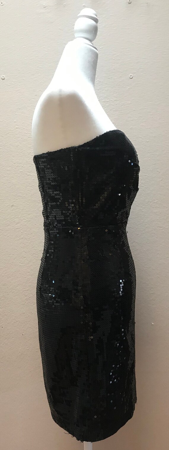 Vintage 1990's black sequined tube mini dress - image 3