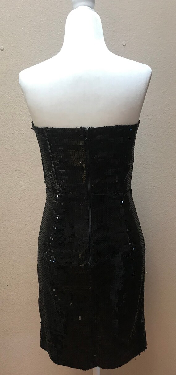 Vintage 1990's black sequined tube mini dress - image 6