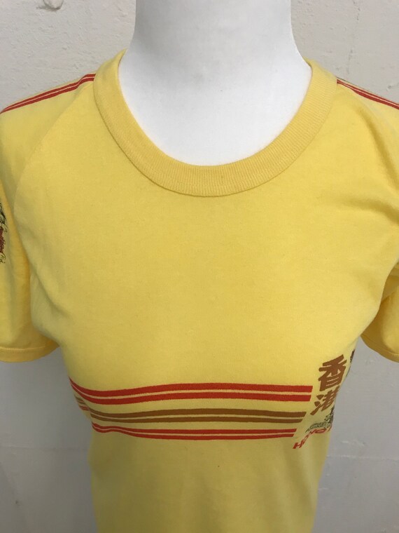 Vintage 1970's Hong Kong yellow and red T-shirt - image 4