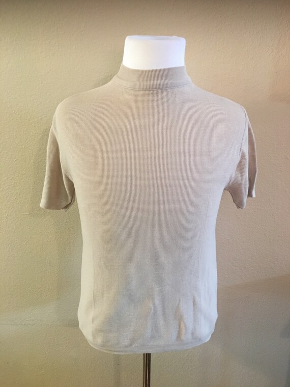 Vintage 1960's beige knit mens shirt