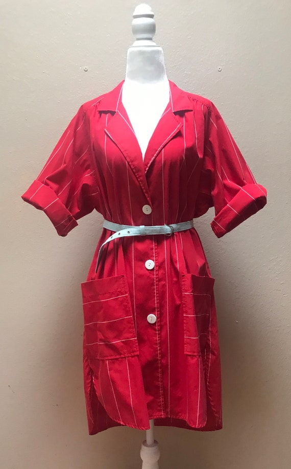 Vintage 1980's red shirt dress - image 6