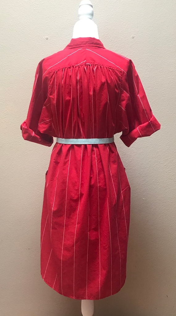 Vintage 1980's red shirt dress - image 7