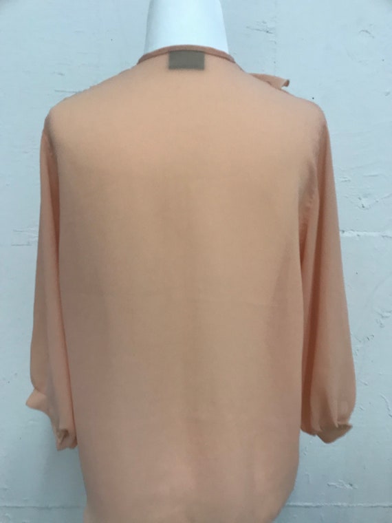 Vintage 1970's sheer peach ruffle blouse - image 7