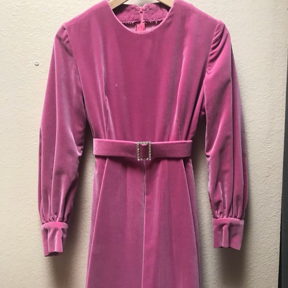 Vintage 1960's pink velvet dress - image 6