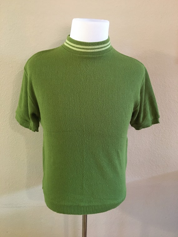 Vintage 1960's green knit men's shirt