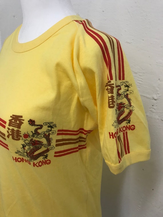 Vintage 1970's Hong Kong yellow and red T-shirt - image 2