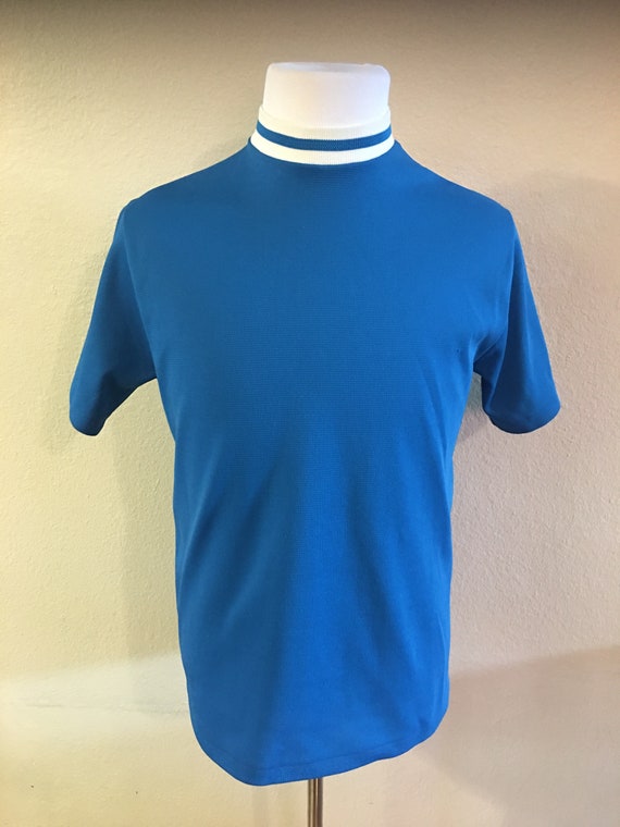 Vintage 1960's blue mens knit shirt