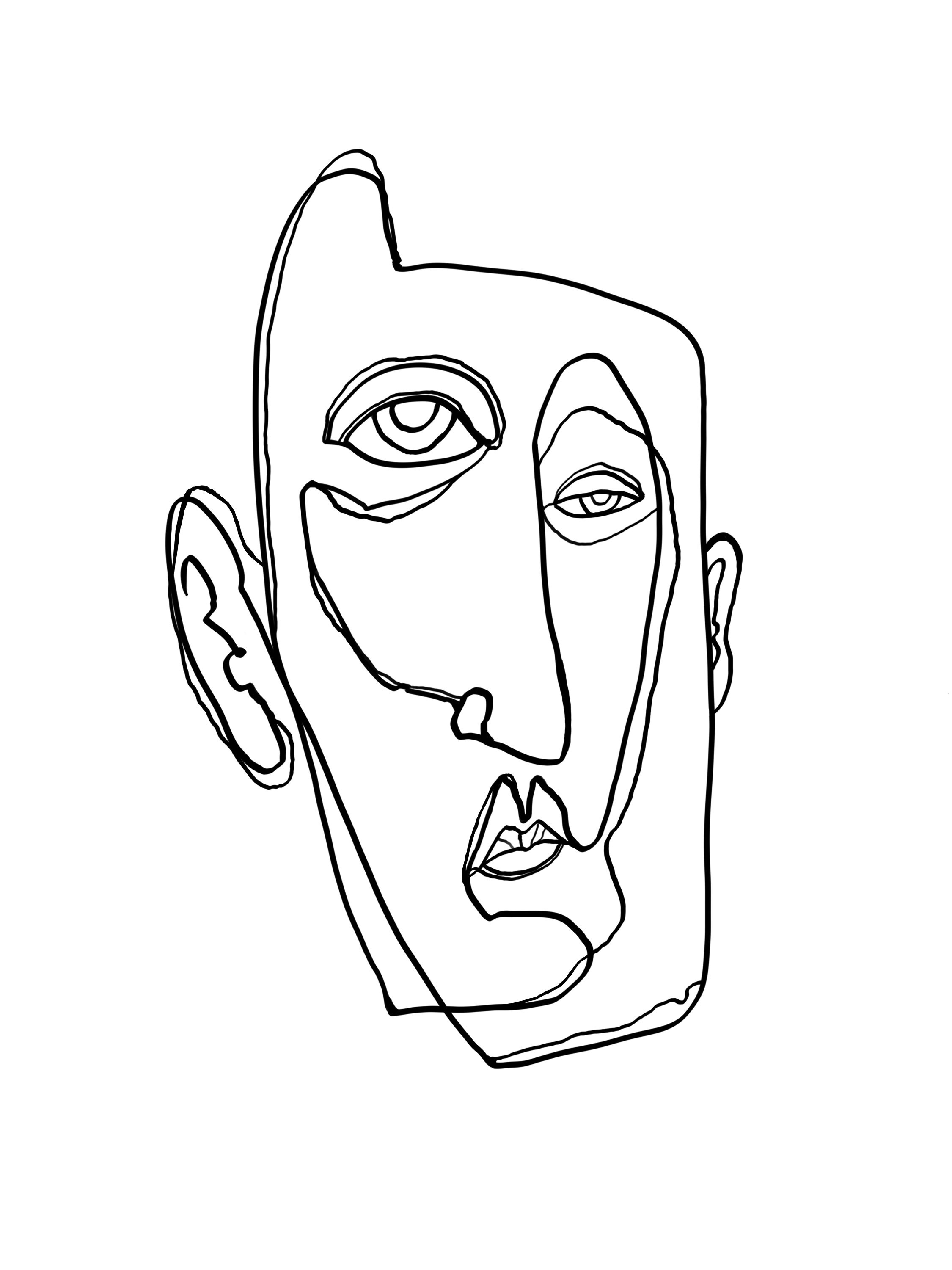 Abstract Face Line Wall Art, Digitaldownload, Home Decor, Abstract Face ...