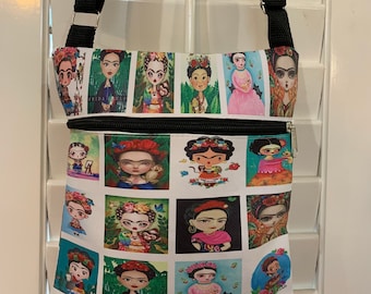 Frida Kahlo Shoulder Bag, Frida Crossbody Bag Mexican Artist Shoulder Bag Purse, Free Shipping