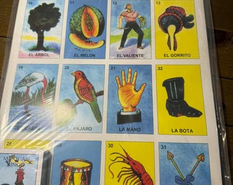 Jumbo Vintage Classic Loteria Bingo Game 10 Boards + 1 Standard Size Deck 54 Cards Set
