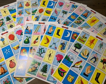 Original Loteria Bingo Playing Boards Only, No Deck, Set of 10 Don Clemente Loteria Boards ONLY, Mexican Loteria Hand Pre Cuttings Sets