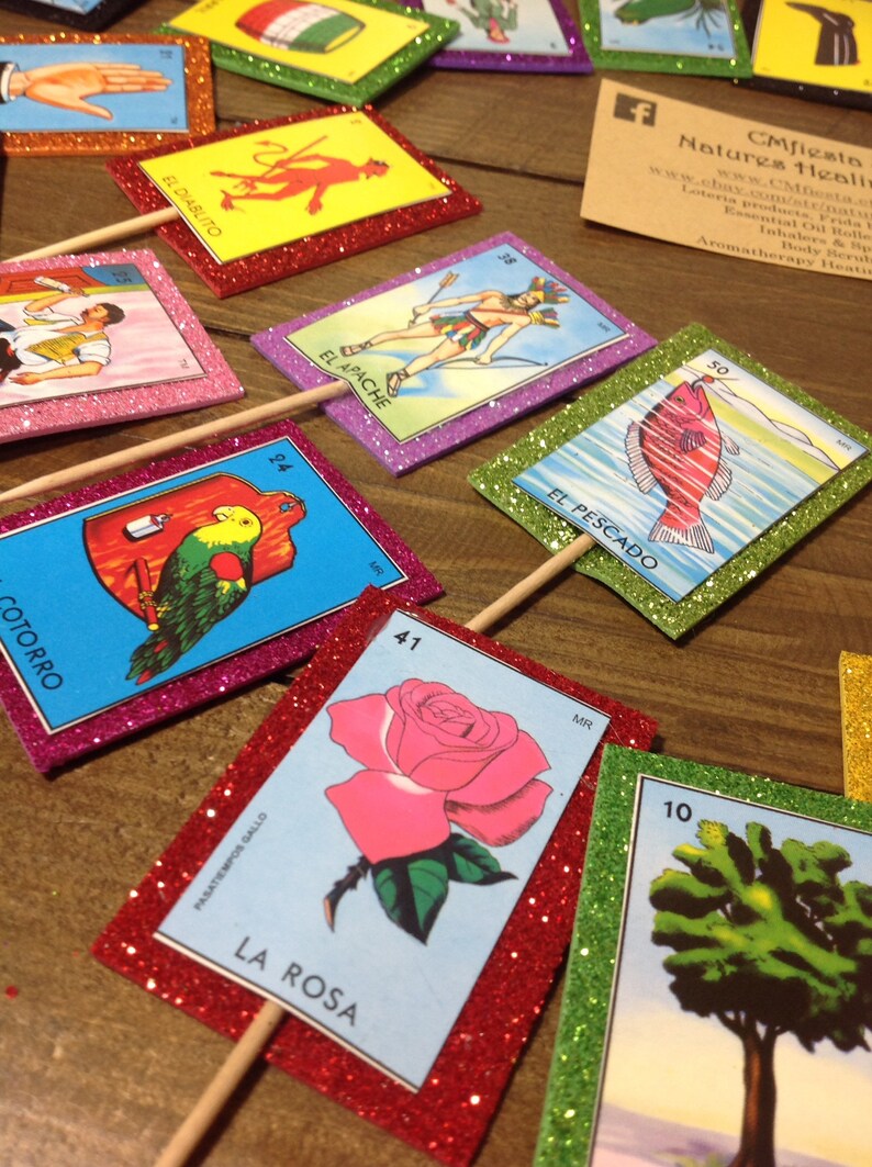 Set of 12 24 36 Lotería Bingo Cupcake Toppers Fiesta Cupcake Etsy