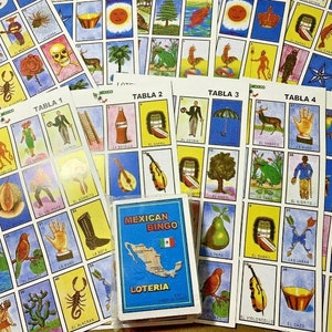 LOTERIA Mexican, Mexican Bingo Cards Loteria Game 10 players 10 Boards, Plus Deck of 54 Cards, Bingo Lotery Playing Cards & Deck of Cards