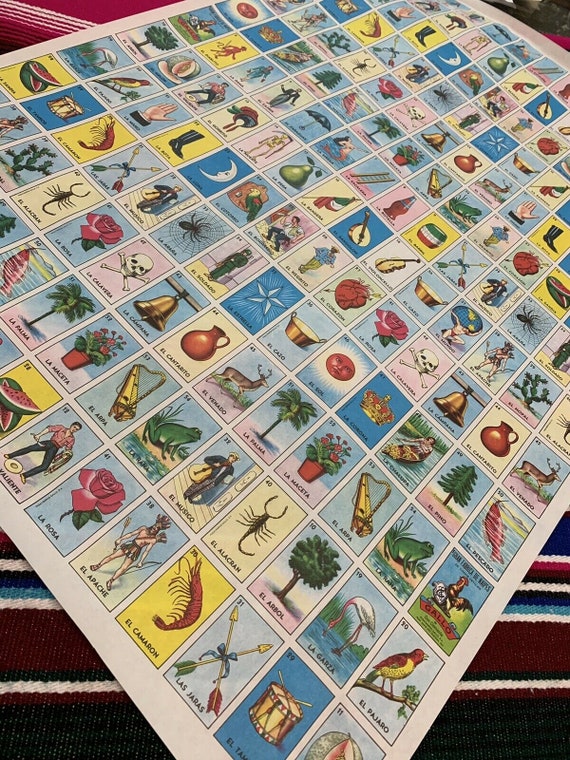 FOLDED MINI Authentic Mexican Loteria Bingo Paper to Make Boards gift wrap etc FOLDED MINI Authentic Mexican Loteria Bingo Paper to Make Boards gift wrap etc